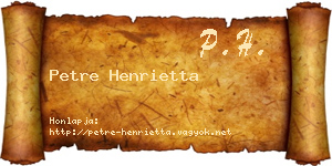 Petre Henrietta névjegykártya